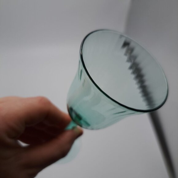 Vaseline Uranium Green Depression Glass Optic Panel Stemware Cocktail Glass - Picture 4 of 16